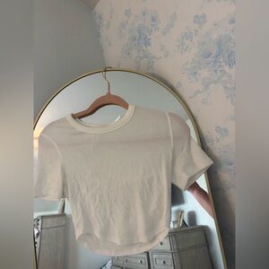 lululemon athletica Cream Short Sleeve Ribbed Crew Top